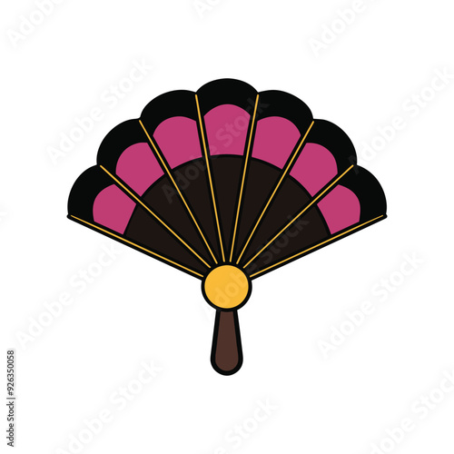 Hand Fan silhouette vector Design, Black silhouettes of Chinese, Color Fan vector, Japanese paper folding hand fans, Simple hand fan logo design 