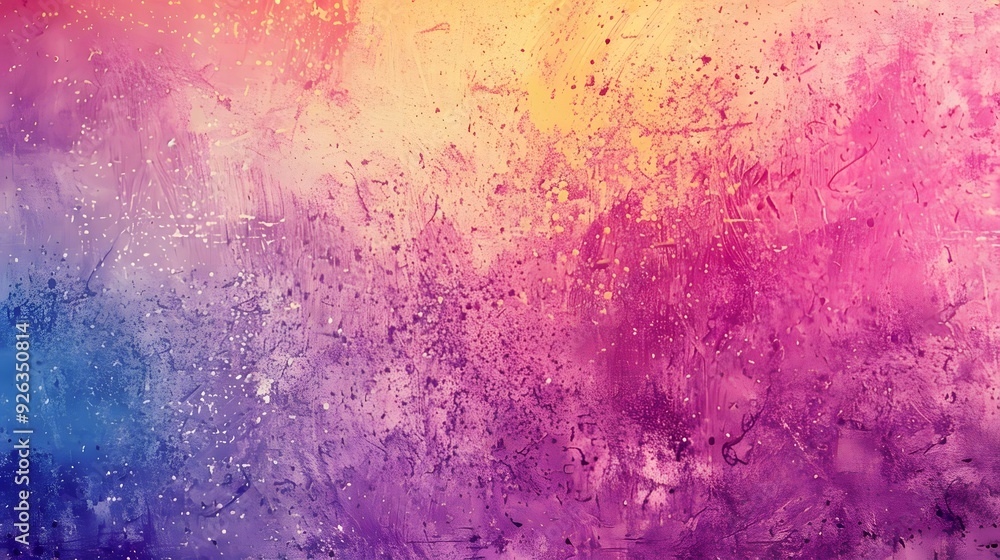Fototapeta premium Abstract light color gradient banner, pastel grainy background with purple, yellow, pink, and blue hues