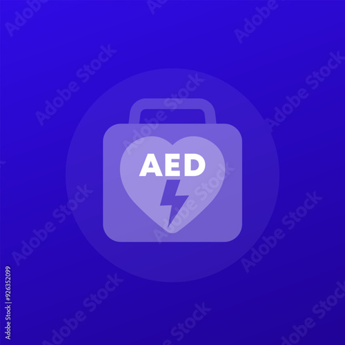AED icon, automated external defibrillator, transparent design