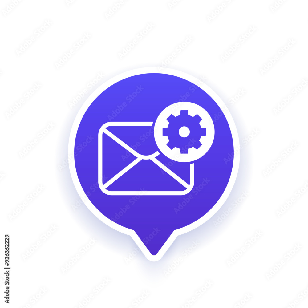 email and gear icon, technical correspondence vector email and gear icon, technical correspondence vector