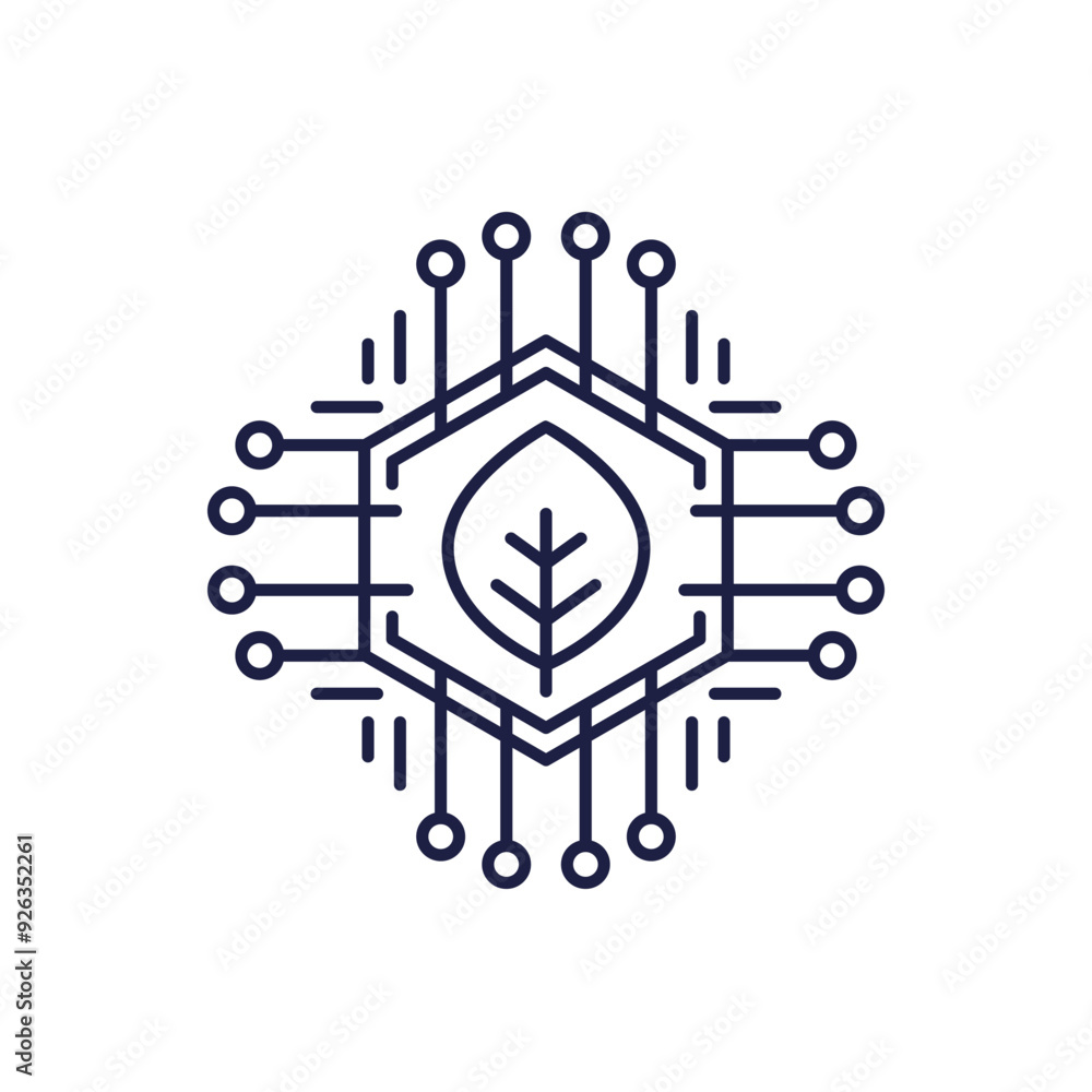 green technology icon, sustainable innovation and tech, line vector green technology icon, sustainable innovation and tech, line vector