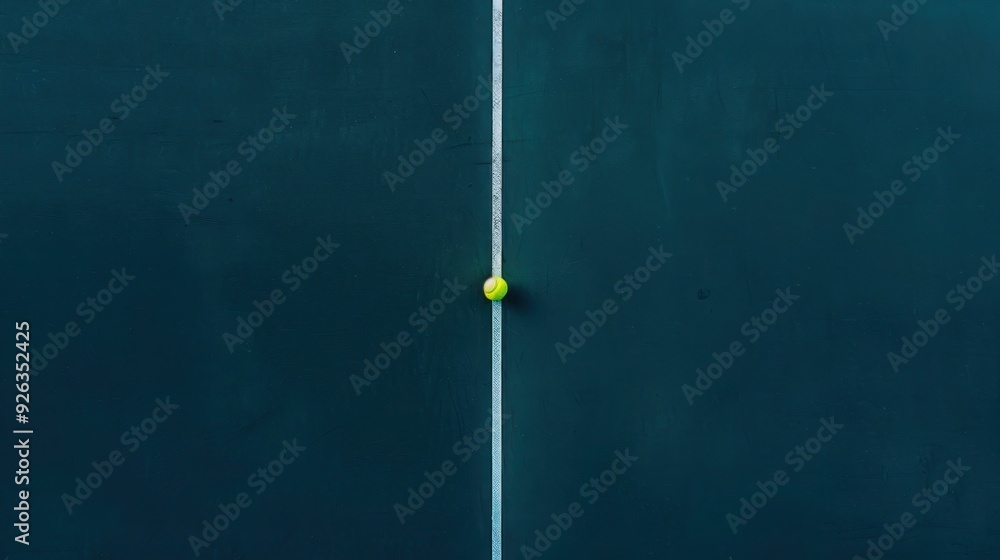 Minimalist Tennis Ball on Court Line Minimalist Tennis Ball on Court Line