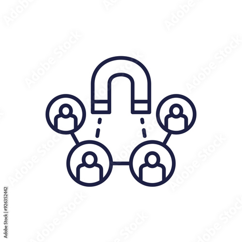 retention line icon, employee and magnet vector