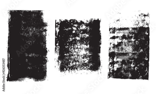 Three rolled ink textures, eroded print, original scans