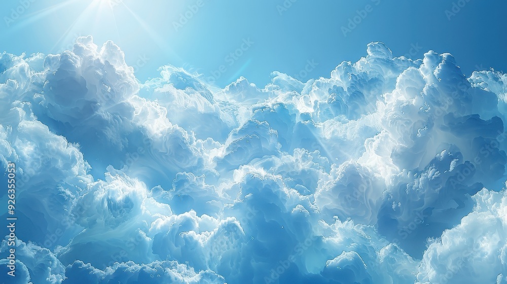 A Blue Sky Filled with White Puffy Clouds A Blue Sky Filled with White Puffy Clouds