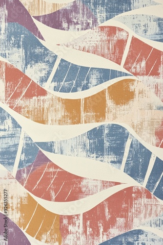 Vibrant Textured Wallpaper Pattern with Organic Geometric Style and Random Pantone Colors Japanese Bohemian Nordic Boho Woodblock Prints for Modern Interior Decor