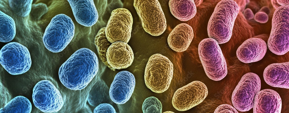 Microscopic examination of gut microbiota, focusing on different ...