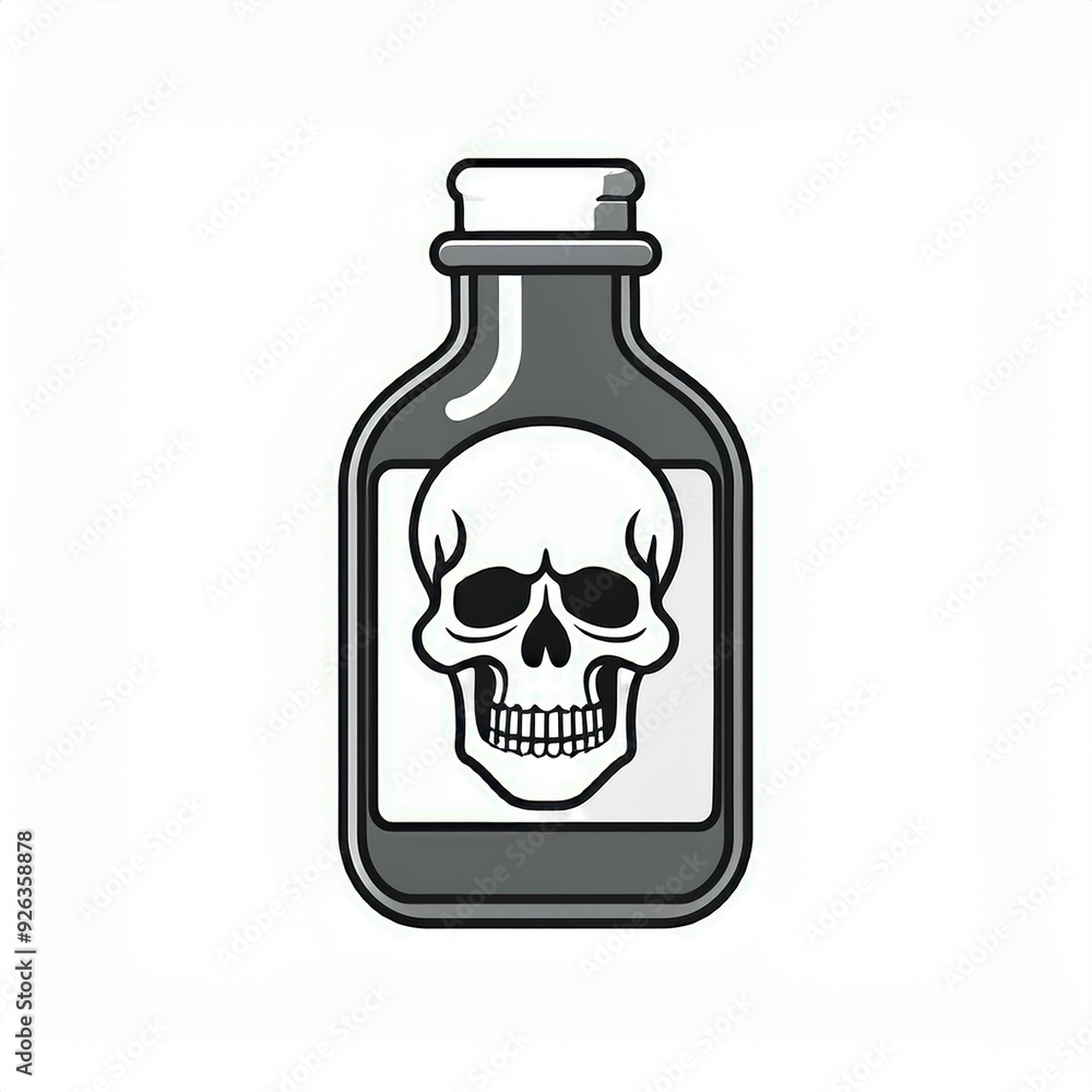 minimalistic vector icon of bottle of poison with skull, halloween holiday night theme, logo template for use minimalistic vector icon of bottle of poison with skull, halloween holiday night theme, logo template for use
