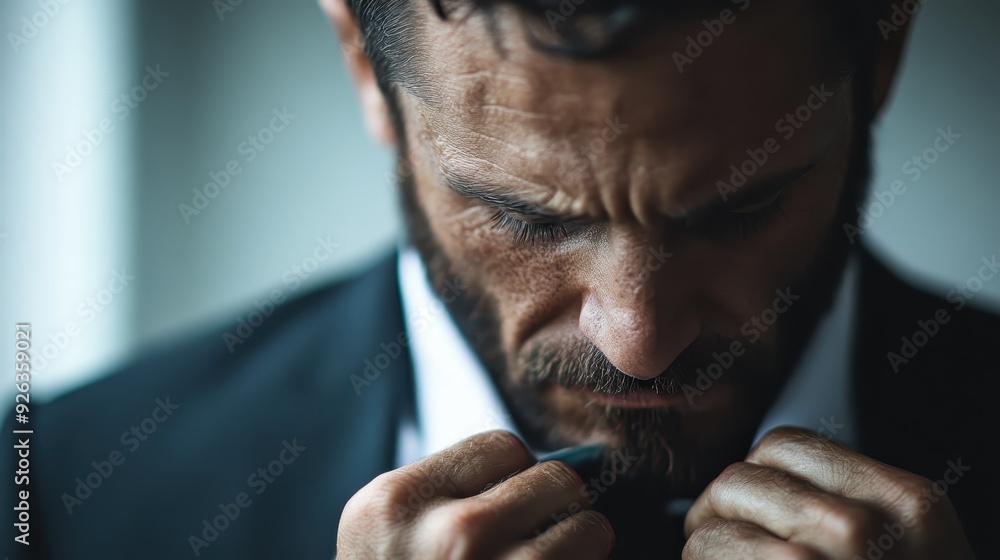 A detailed image features a man in a suit adjusting his tie, symbolizing readiness and precision, set against a softly blurred background that enhances focus on the subject. A detailed image features a man in a suit adjusting his tie, symbolizing readiness and precision, set against a softly blurred background that enhances focus on the subject.