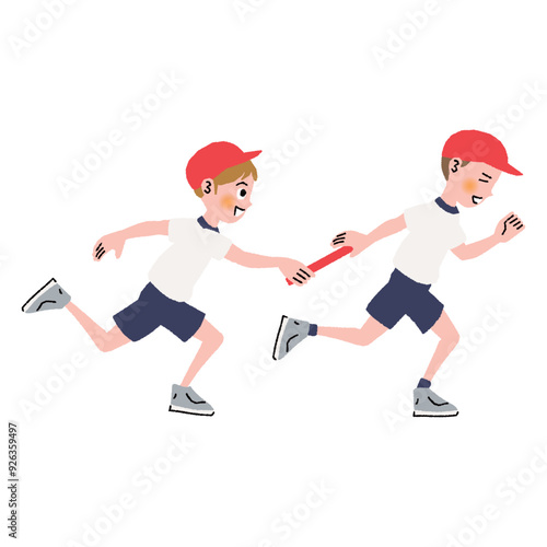 運動会_リレー_小学生_バトン