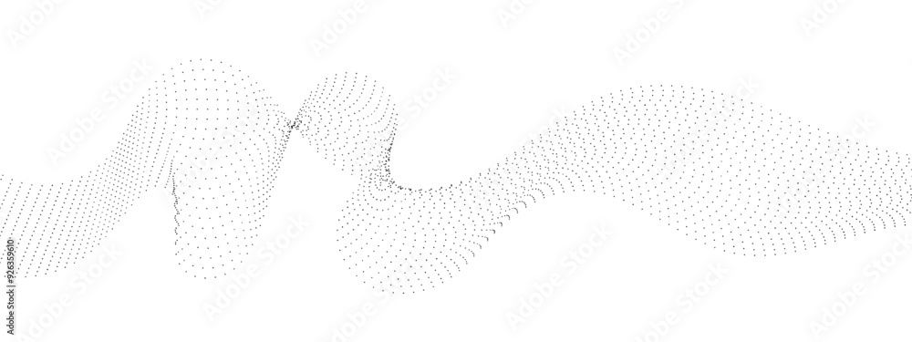 Abstract halftone flowing dots wave curved lines, frequency sound, technology curve dots lines. Digital future technology concept, science, banner, template, wallpaper, business, games. Vector Abstract halftone flowing dots wave curved lines, frequency sound, technology curve dots lines. Digital future technology concept, science, banner, template, wallpaper, business, games. Vector