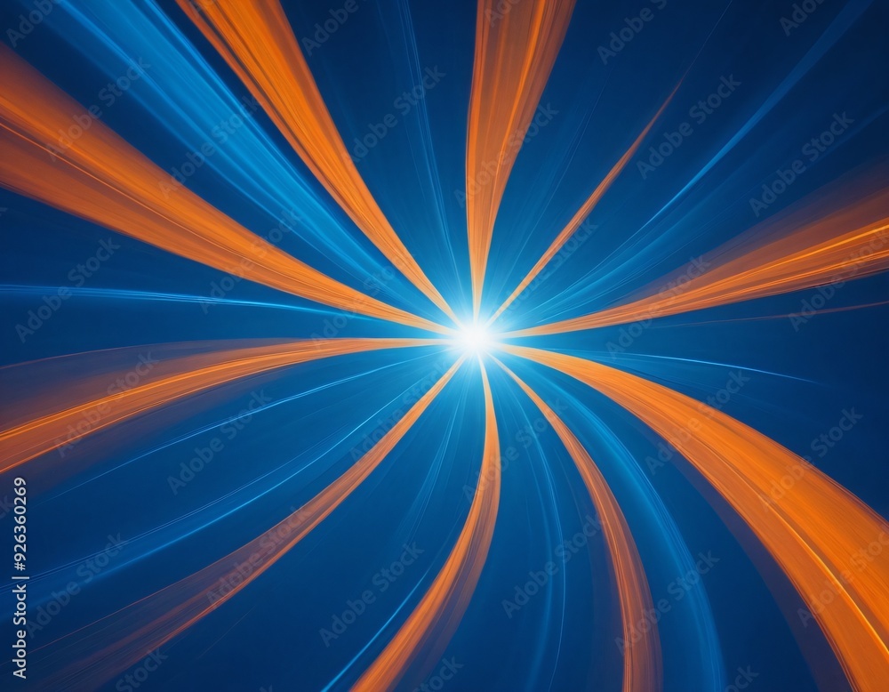 Obraz premium Modern abstract high-speed movement. Colorful dynamic motion on blue background. Movement sport pattern for banner or poster design background concept. Ai generated image. 
