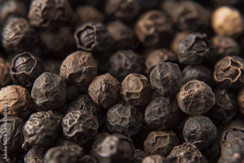 Macro Shot of Black Peppercorns Highlighting Texture and Detail for Spice and Culinary Use Macro Shot of Black Peppercorns Highlighting Texture and Detail for Spice and Culinary Use