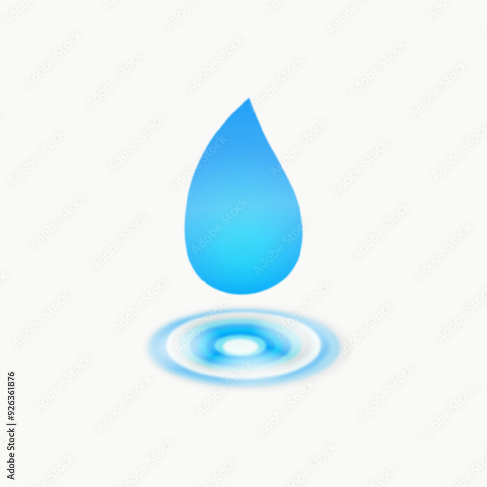 Realistic water drop with blue reflection Realistic water drop with blue reflection