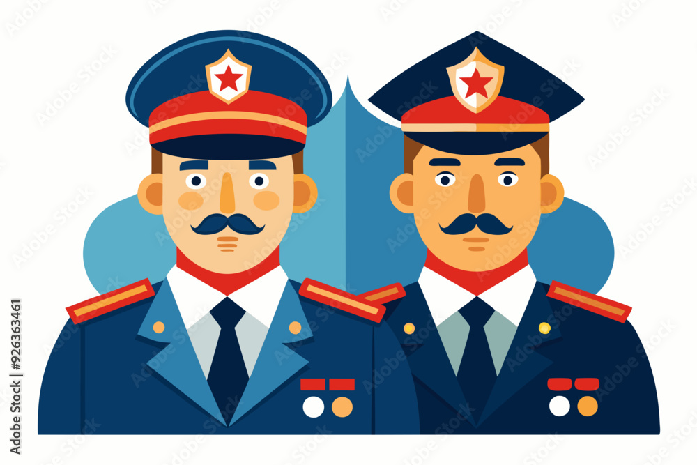 Russian police officers on a white background. Vector illustration
Russian police officers on a white background. Vector illustration