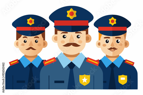 Russian police officers on a white background. Vector illustration
 photo