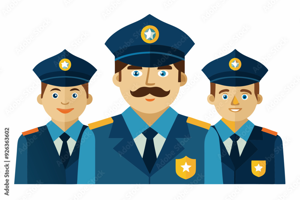 Russian police officers on a white background. Vector illustration
Russian police officers on a white background. Vector illustration