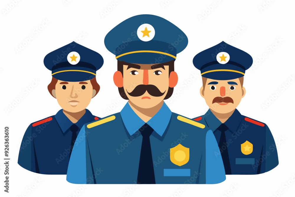 Russian police officers on a white background. Vector illustration
Russian police officers on a white background. Vector illustration