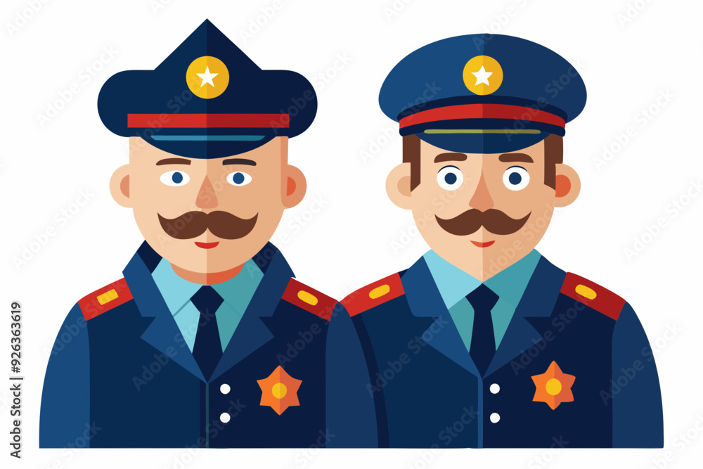 Russian police officers on a white background. Vector illustration
Russian police officers on a white background. Vector illustration