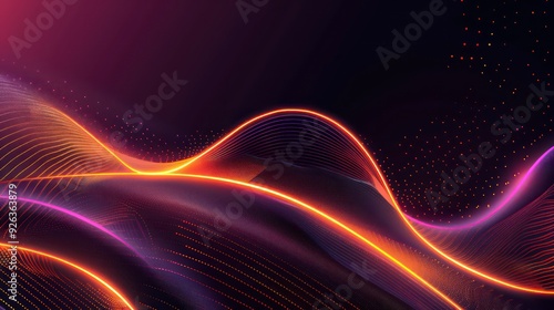 A dark black backdrop illuminated by glowing orange neon lines, creating a striking contrast, with subtle purple hues blending into the background, emphasizing the vibrant glow.