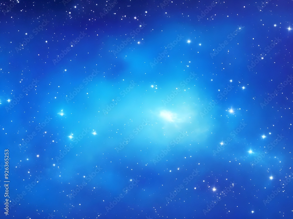 Obraz premium Bright Blue Nebula with Stars in a Smooth Glowing Space Background 