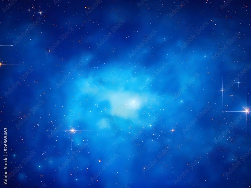 Fototapeta premium Bright Blue Nebula with Stars in a Smooth Glowing Space Background 