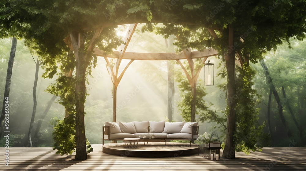 A small, house is surrounded by trees and has a large window. The house is lit up at night, creating a cozy and inviting atmosphere A small, house is surrounded by trees and has a large window. The house is lit up at night, creating a cozy and inviting atmosphere