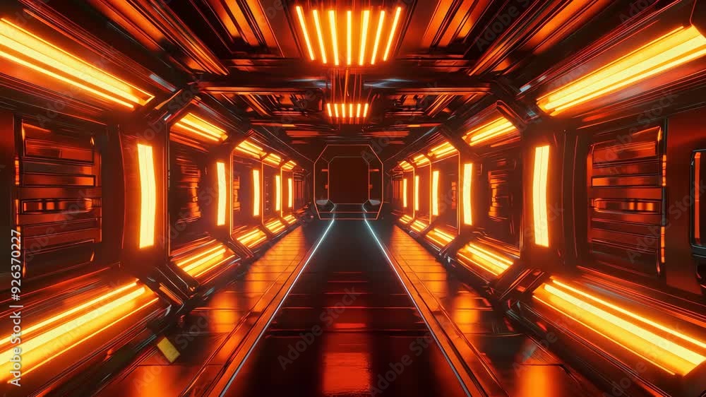Camera moving through futuristic glowing corridor Camera moving through futuristic glowing corridor