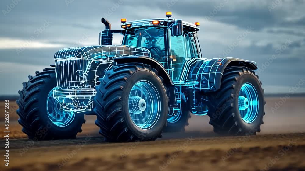 A contemporary agricultural vehicle hologram A contemporary agricultural vehicle hologram