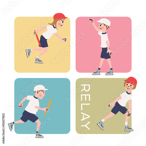 運動会_リレー_レイアウト_小学生_1