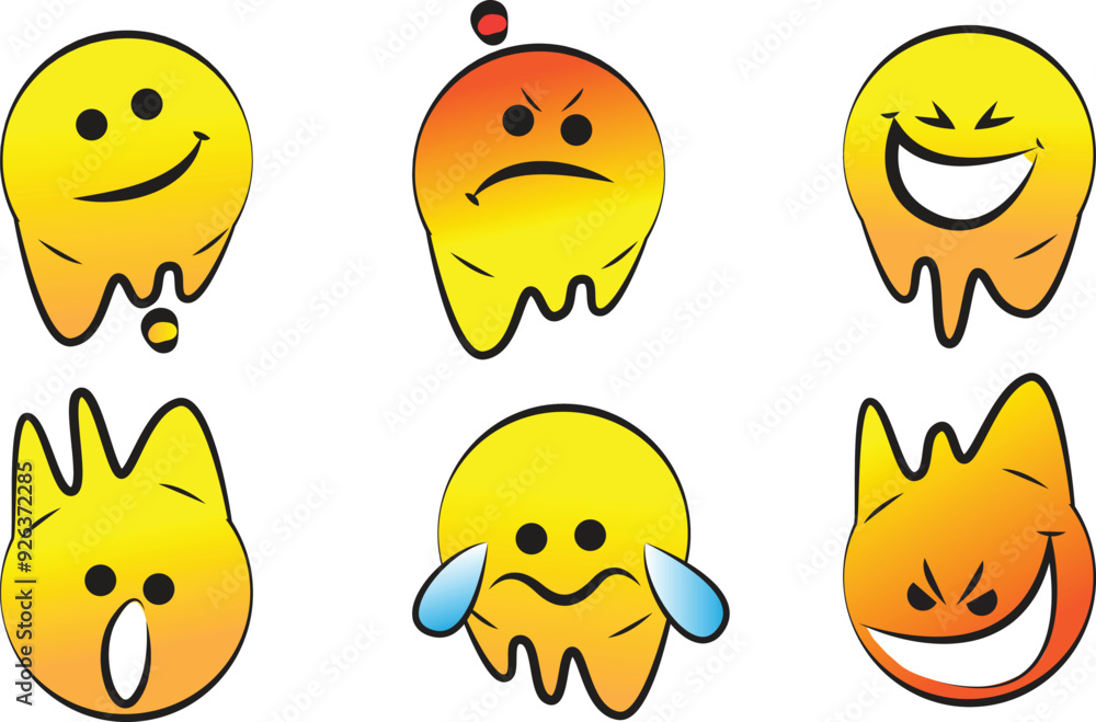 set of icon with melting style set of icon with melting style