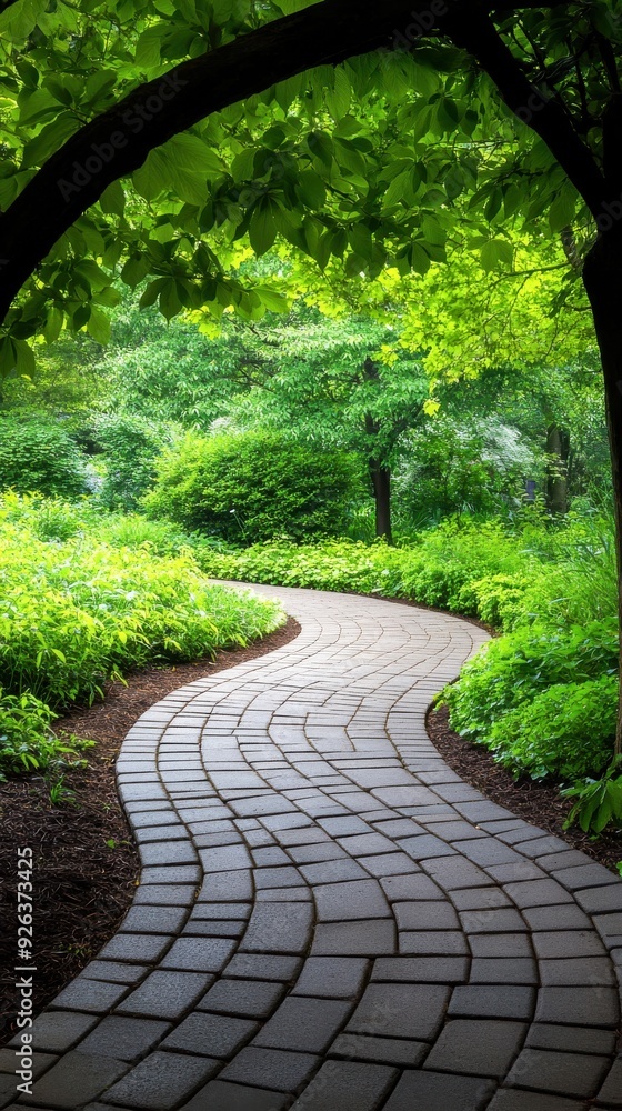 Serene Stone Path Through Lush Garden Serene Stone Path Through Lush Garden