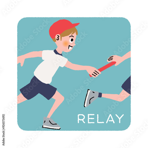運動会_リレー_レイアウト_バトン_小学生