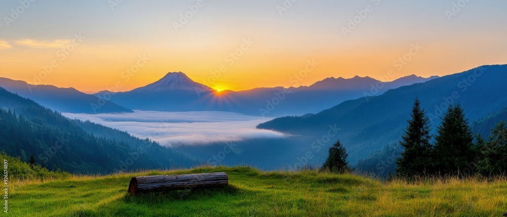 Majestic Mountain Sunrise with Mist Majestic Mountain Sunrise with Mist