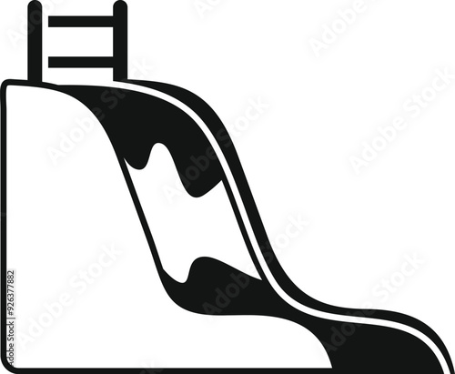 Simple black and white icon of a water slide, perfect for representing summer fun and water parks