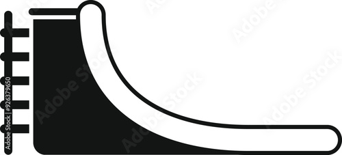Black and white silhouette of a big air ramp structure for skateboarding in skatepark