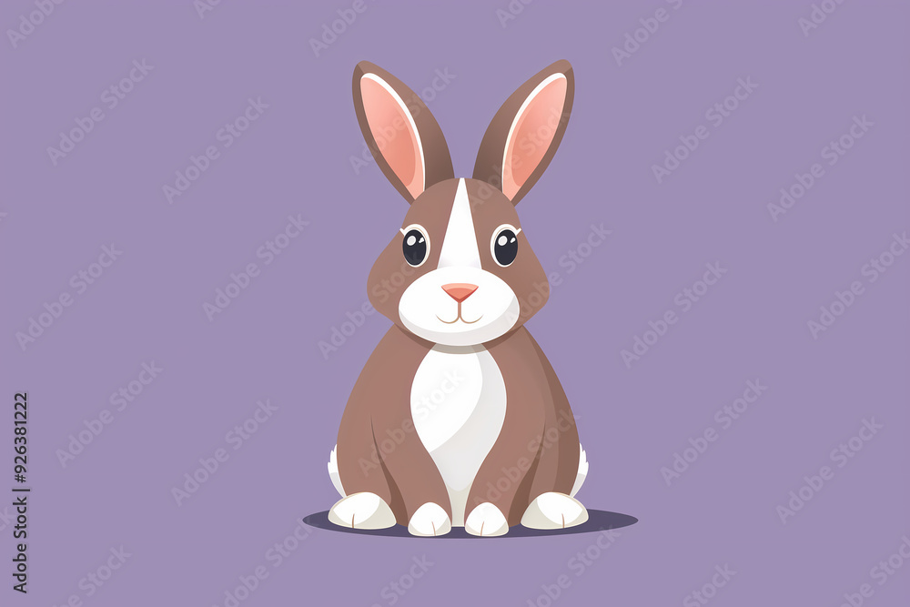 Cartoon-style Bunny on a Colorful Background, Simple Shapes and Minimalism, Flat Colors Cartoon-style Bunny on a Colorful Background, Simple Shapes and Minimalism, Flat Colors