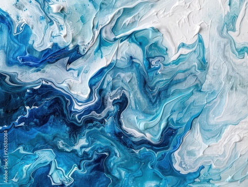 Abstract Waves: Ocean-Inspired Art with Blue Hues Wallpaper