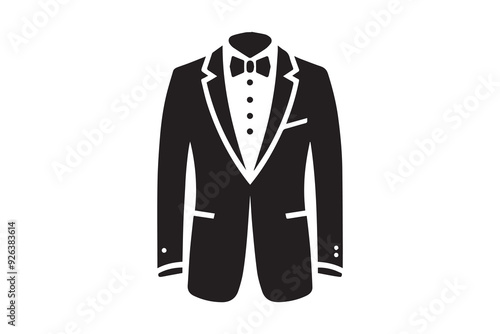   Tuxedo jacket Groom Suit Black and White Icon vector silhouette