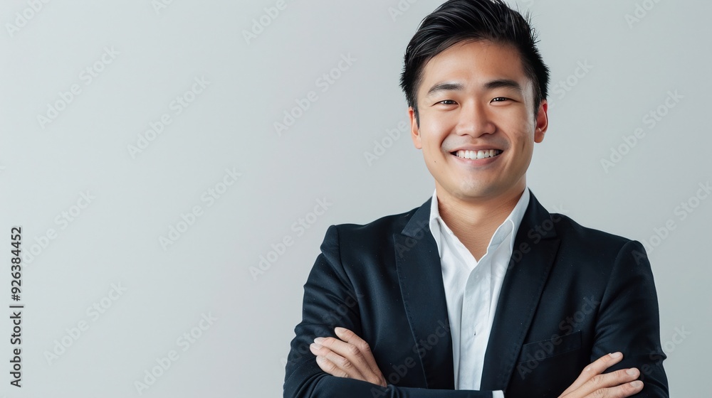 Charismatic Asian sales leader persuasive smile Charismatic Asian sales leader persuasive smile