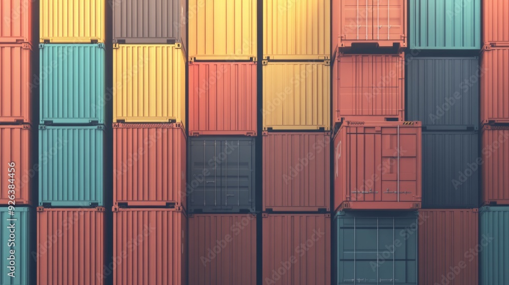 Shipping containers stacked on top of each other. Cargo sea port logistics and transportation Shipping containers stacked on top of each other. Cargo sea port logistics and transportation