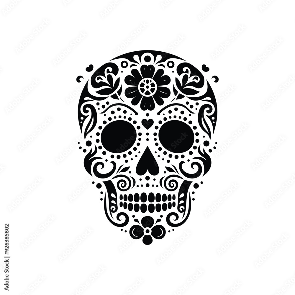 Day of the Dead Sugar Skull Vector – Black Floral Catrina Design | Dia de los Muertos Clipart Day of the Dead Sugar Skull Vector – Black Floral Catrina Design | Dia de los Muertos Clipart