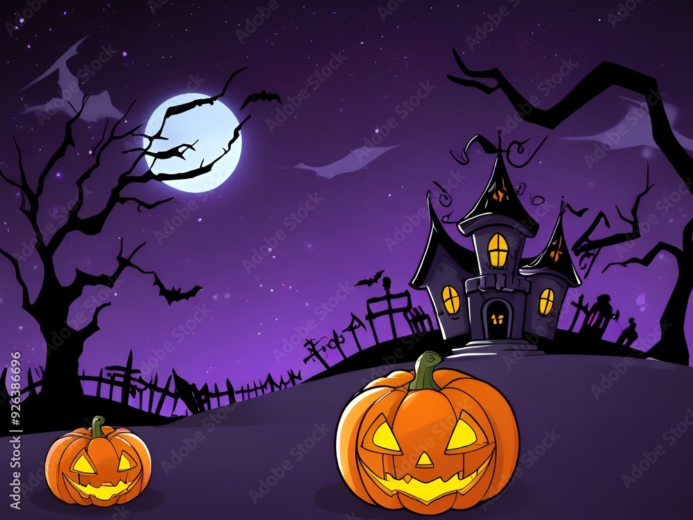 Spooky Halloween Night with Jack-o'-Lanterns Spooky Halloween Night with Jack-o'-Lanterns