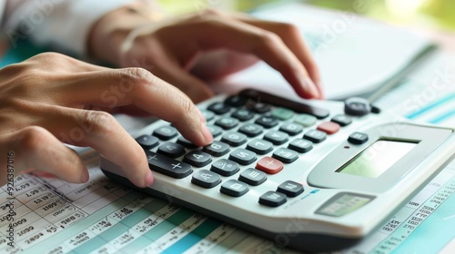 Accountant working on a calculator