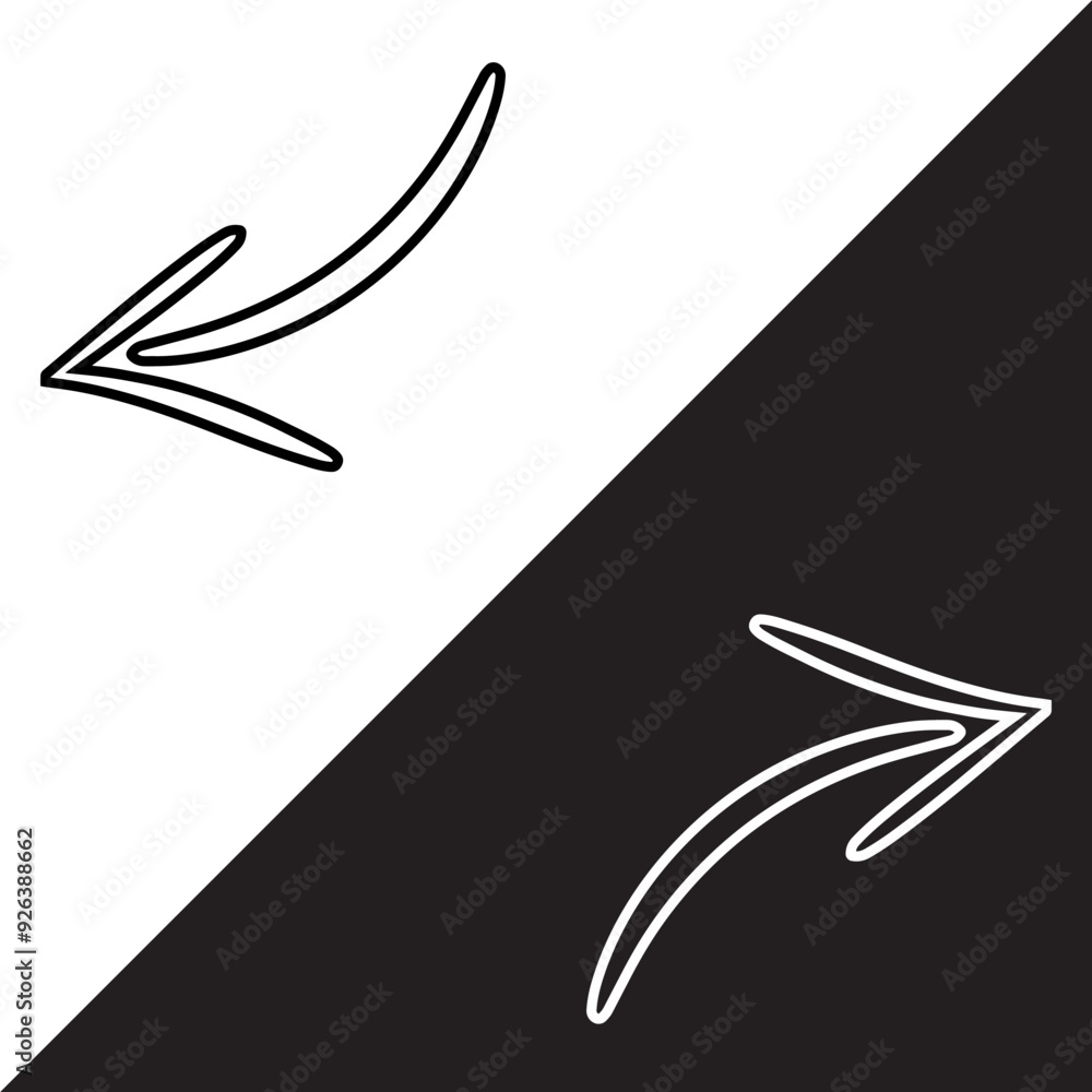 Curved arrow icon vector. Arrow pointer icon sign symbol in trendy flat style. Arrow left right vector icon illustration isolated on white and black background Curved arrow icon vector. Arrow pointer icon sign symbol in trendy flat style. Arrow left right vector icon illustration isolated on white and black background