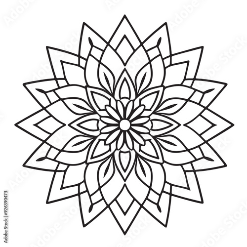 Adobe Illustration wild Mandela design png, adult anti-stress coloring page in line art, floral pattern coloring sheetrator Artwork.