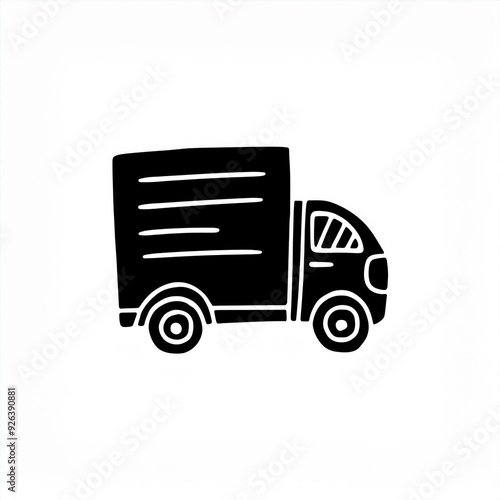 delivery truck black icon isolated on white