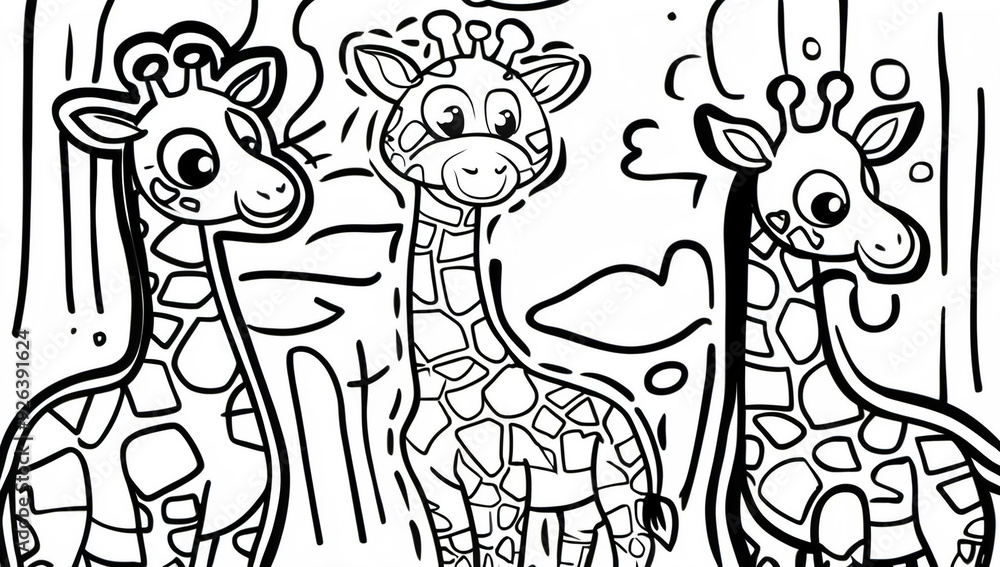 Fototapeta premium Coloring page, cute giraffe