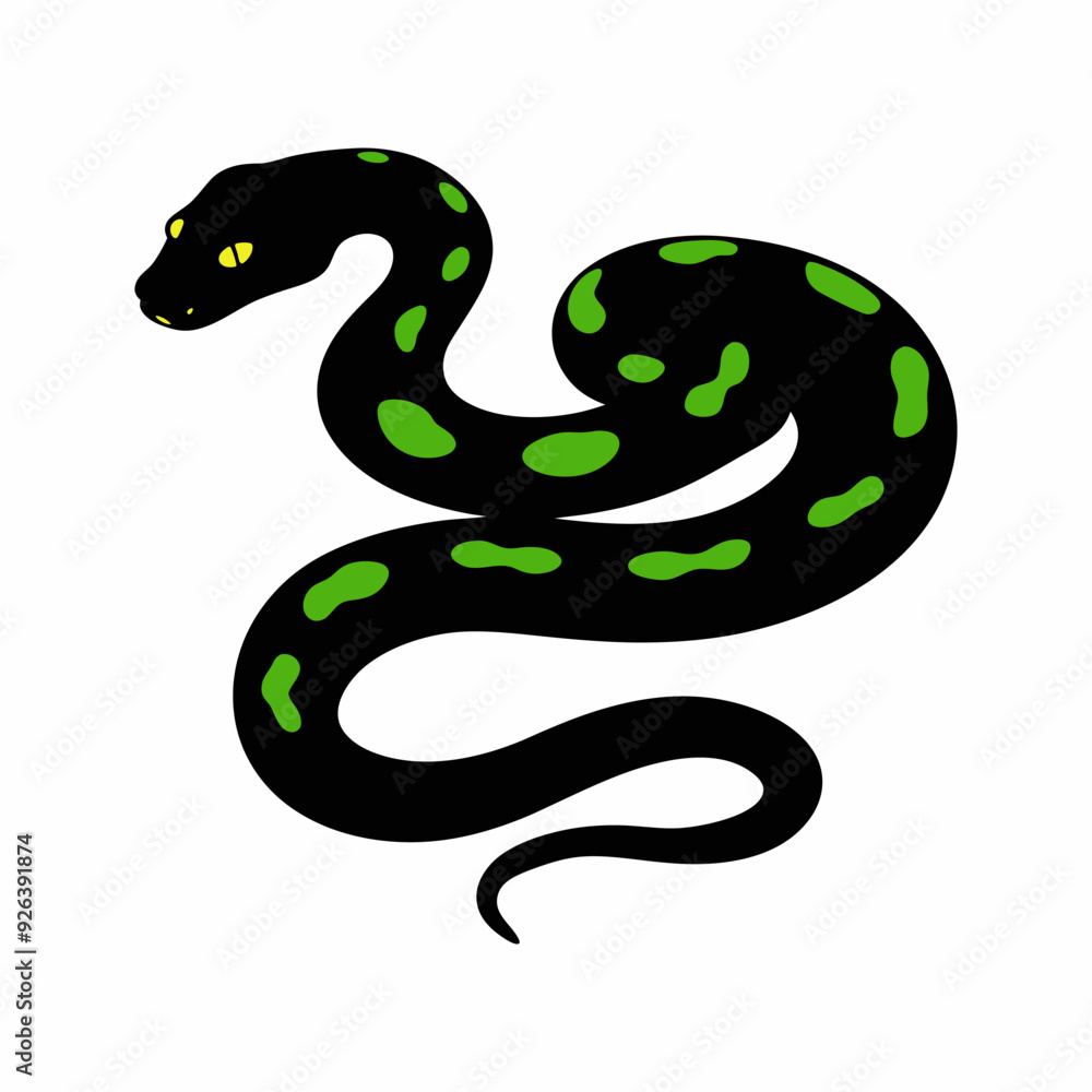 Obraz premium Green tree python Morelia veridic snakes silhouette illustration