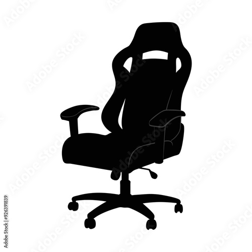 Gaming chair black and white silhouette illustration